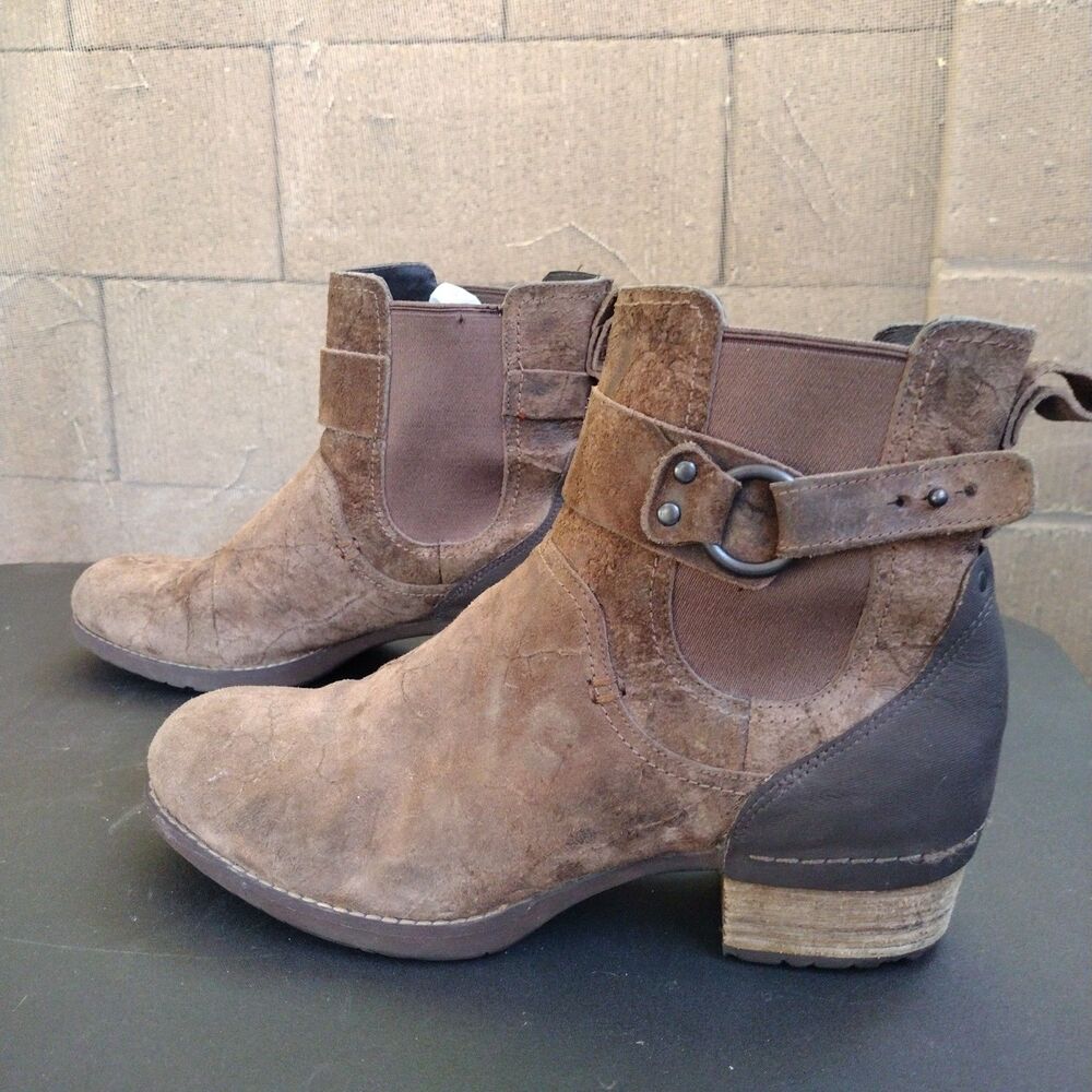 Merrell Shiloh Womens Pull On Ankle Boots Brown Gold Leather Size 9.5 Distressed
